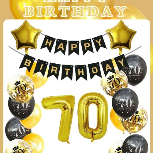 luftballons 70 Geburtstag Deko Schwarz Gold Ballon set Geburtstag Junge Mädchen