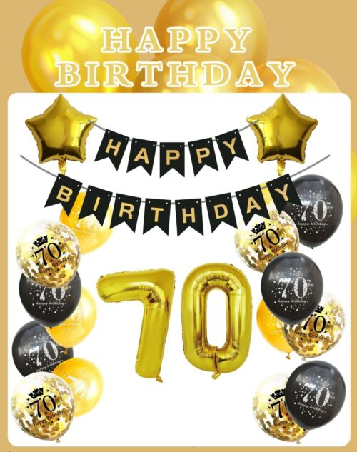 luftballons 70 Geburtstag Deko Schwarz Gold Ballon set Geburtstag Junge Mädchen