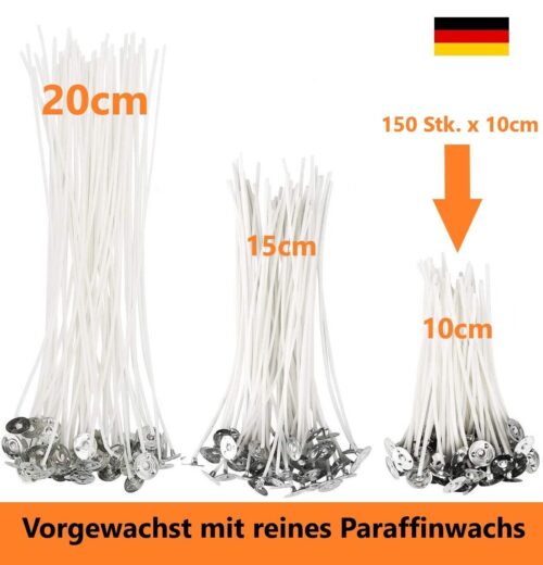 Kerzendocht mit Metallfuß,Mengen frei wählbar,100% Naturbaumwolle