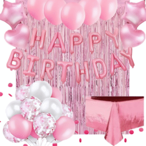 Mädchen Rosa Geburtstagsdeko Set mit Happy Birthday Luftballons