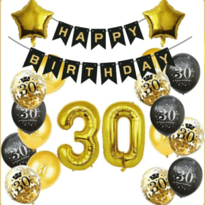 30 Geburtstag Deko Set Schwarz Gold