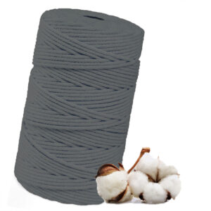 Makramee Garn 3mm x 100m Grau Baumwollgarn für DIY Handwerk Baumwollschnur