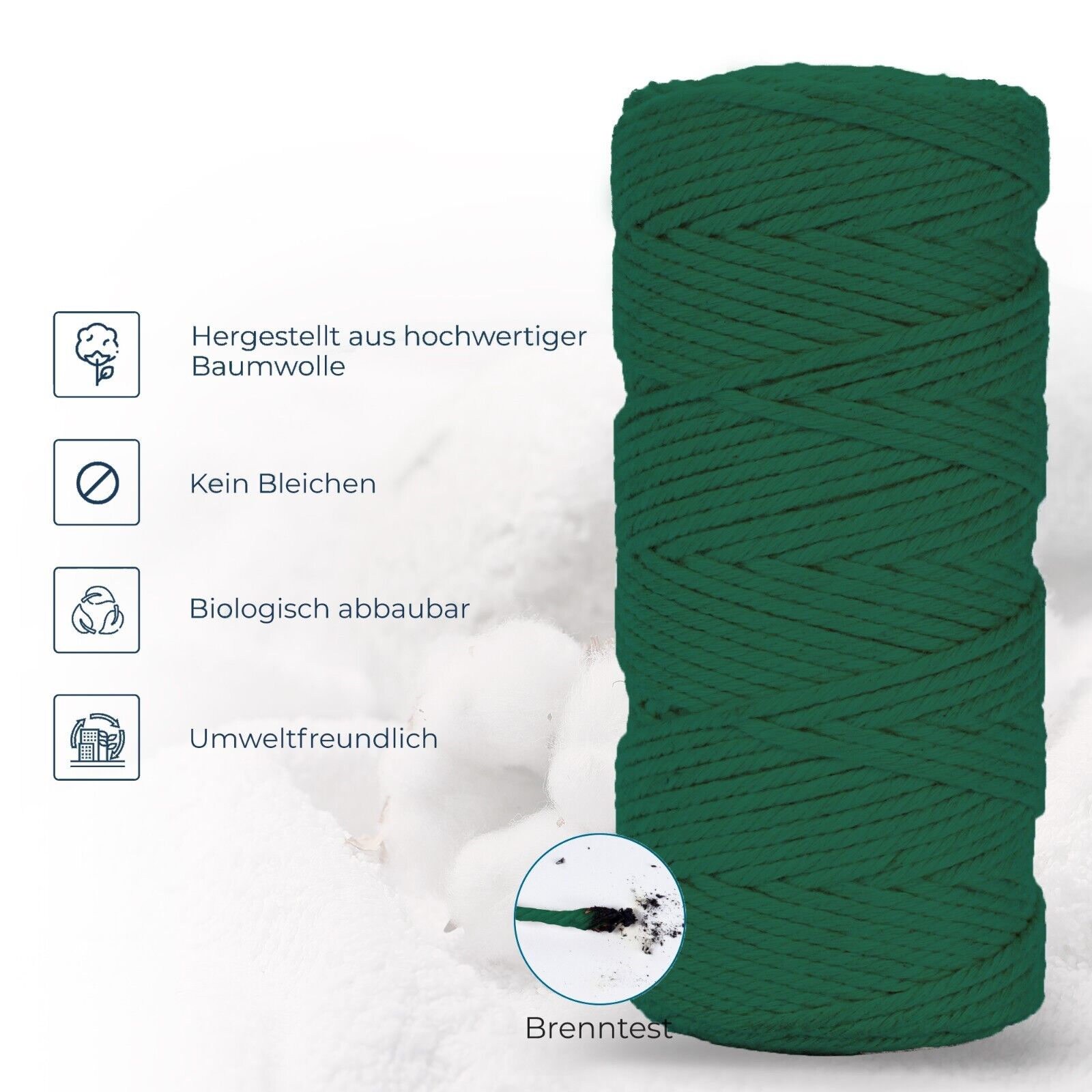 Makramee Garn 3mm x 100m Grün Baumwollgarn für DIY Handwerk - Image 2