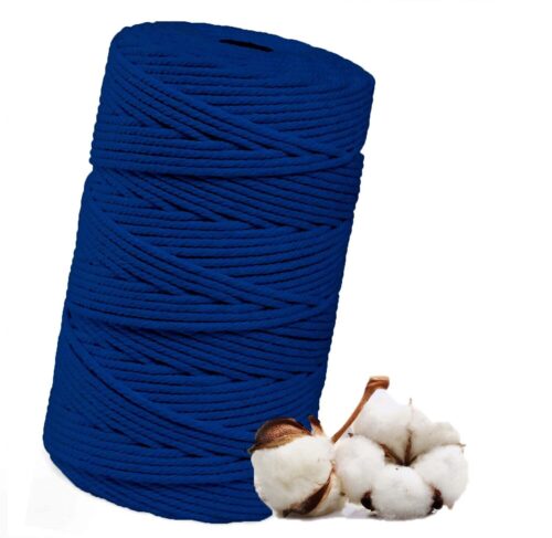 Makramee Garn 3mm x 100m Blau Baumwollgarn für DIY Handwerk