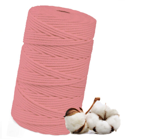 Makramee Garn 3mm x 100m Rosa Baumwollgarn für DIY Handwerk