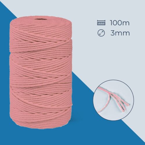 Makramee Garn 3mm x 100m Rosa Baumwollgarn für DIY Handwerk - Image 3
