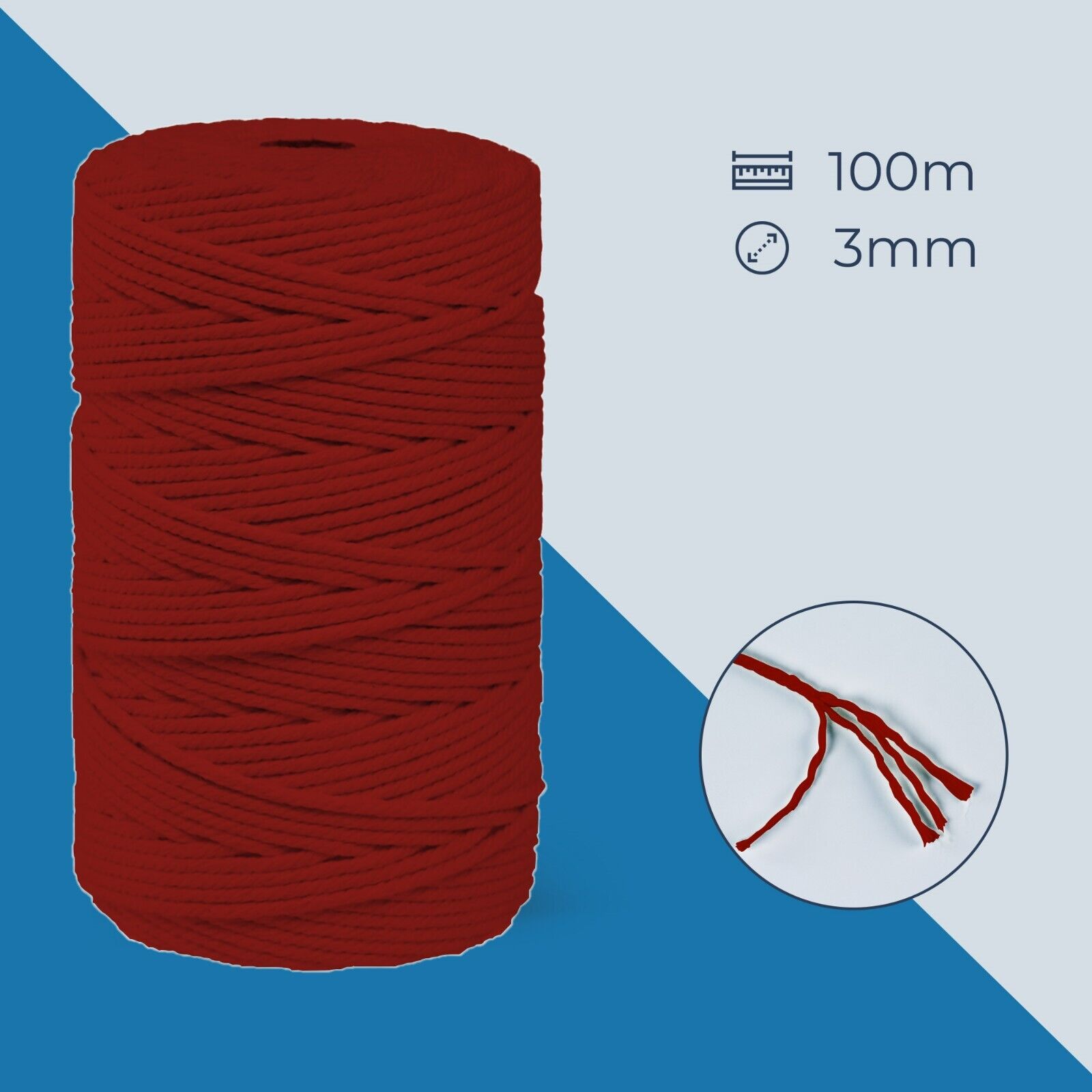 Makramee Garn 3mm x 100m Rot Baumwollgarn für DIY Handwerk - Image 2