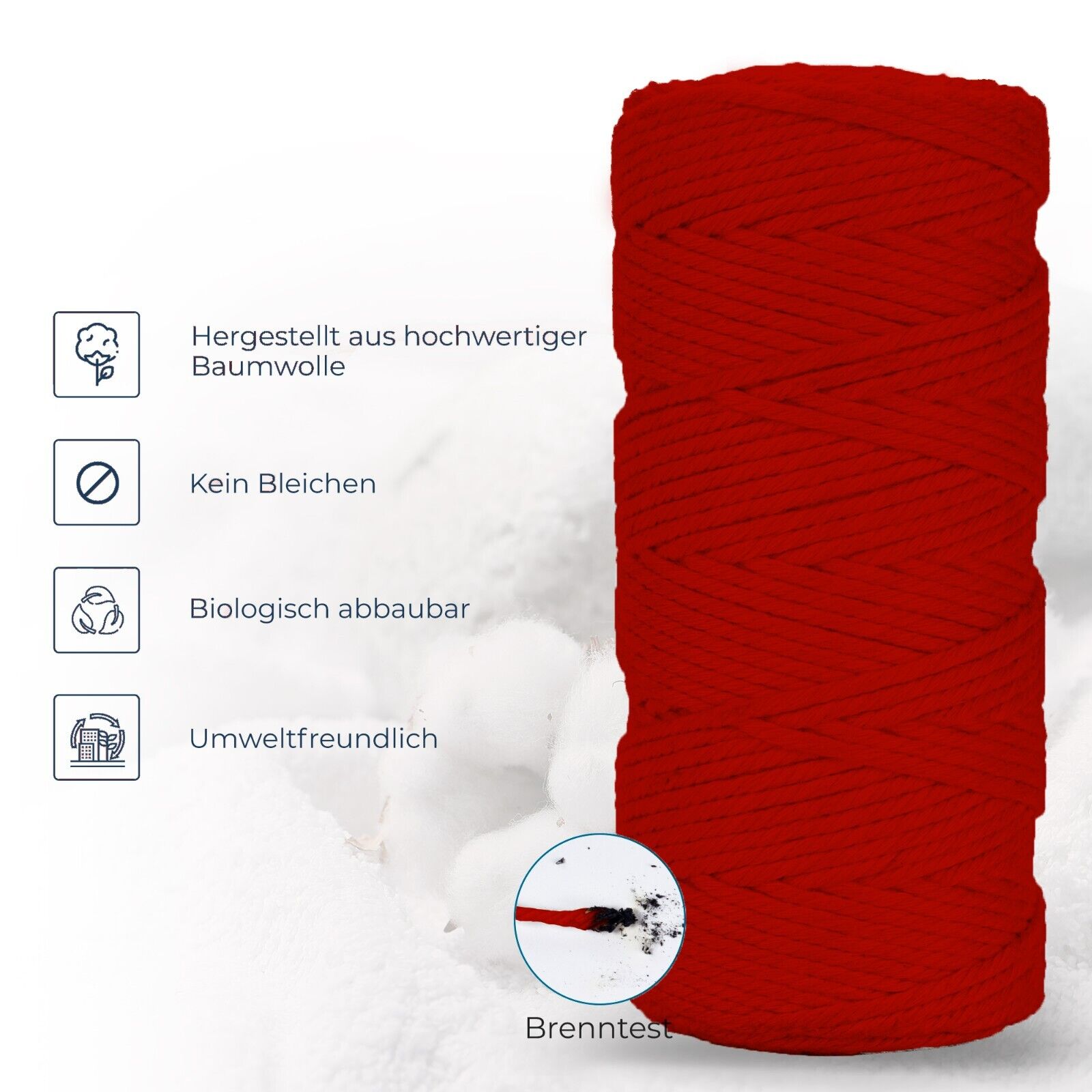 Makramee Garn 3mm x 100m Rot Baumwollgarn für DIY Handwerk - Image 3