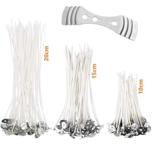 150 Stk. Kerzendochte (10cm,15cm,20cm) mit Metallfuß+Halter