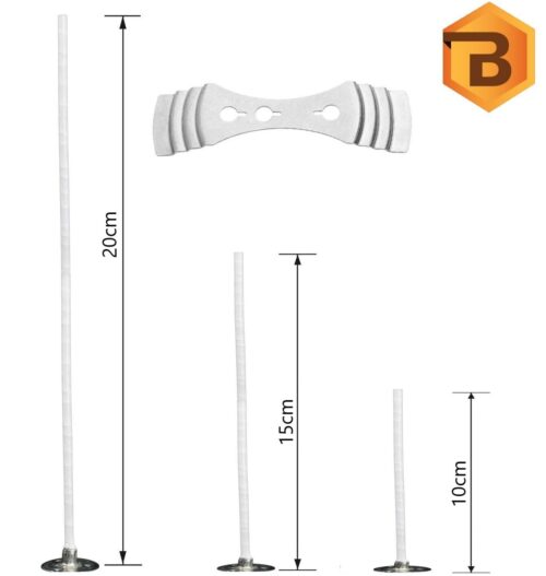 150 Stk. Kerzendochte (10cm,15cm,20cm) mit Metallfuß+Halter - Image 2