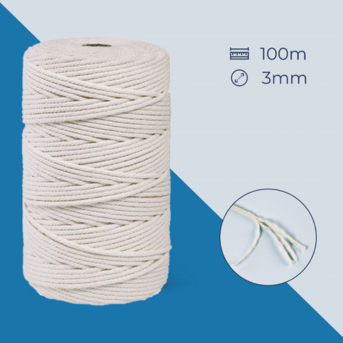 Makramee Garn 3mm x 100m Beige Baumwollgarn für DIY Handwerk - Image 2