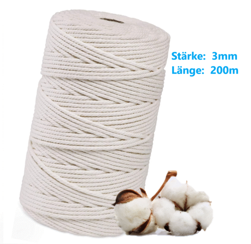 Makramee Garn 3mmx200m Baumwollgarn für DIY Handwerk