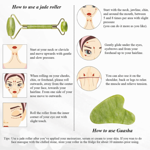 Jaderoller & Gua Sha,Gesichts-Roller-Massagegerät - Image 3