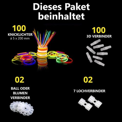 100 Stk. Knicklichter | Armreifen | Leuchtstäbe | Glowsticks, Party Leuchte Deko - Image 2