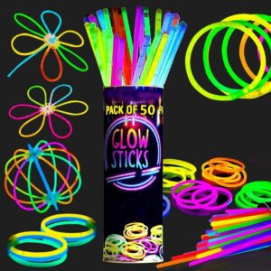 50x Knicklichter | Armreifen | Leuchtstäbe | Glowsticks, Party Leuchte Deko