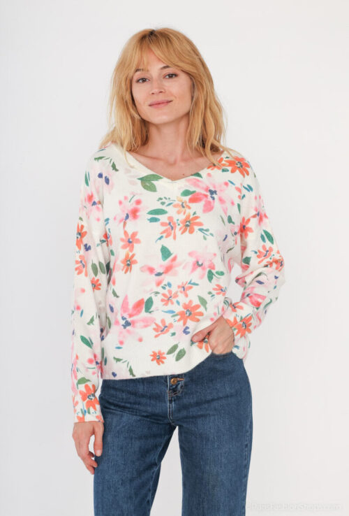 Hochwertige Oversized Pullover Damen Pullover Mit Blumen