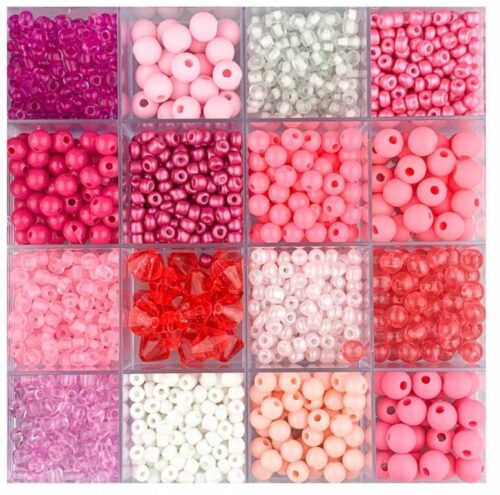 Perlen-Box Pink mit Zubehör, Schmuckherstellung Bastelset Glasperlen Briefperlen - Image 4