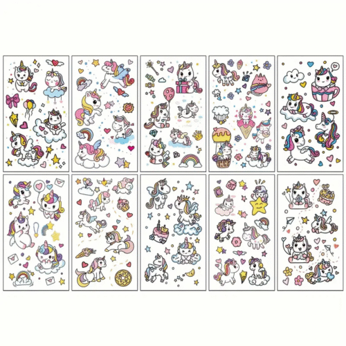 Einhorn Tattoos Mädchen,10 Blätter,270 Einhorn Tattoo Kinder - Image 3