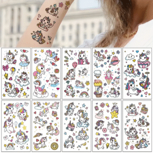 Einhorn Tattoos Mädchen,10 Blätter,270 Einhorn Tattoo Kinder