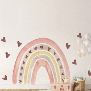Wandsticker mit Herz-Regenbogenmuster, wandtattoo für Kinder Mädchenzimmer