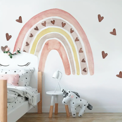Wandsticker mit Herz-Regenbogenmuster, wandtattoo für Kinder Mädchenzimmer - Image 2