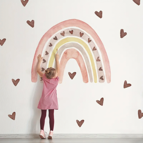 Wandsticker mit Herz-Regenbogenmuster, wandtattoo für Kinder Mädchenzimmer - Image 3