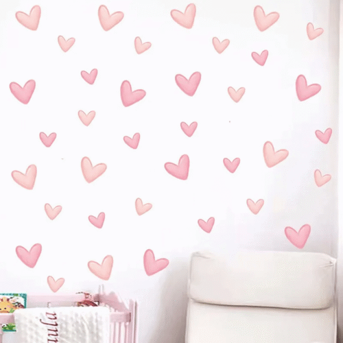 60 Stück weiche rosa große kleine Herzform Wandaufkleber,Deko Kindergarten Home Dekoration,wandtattoo für Mädchenzimmer - Image 4
