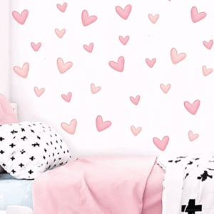 60 Stück weiche rosa große kleine Herzform Wandaufkleber,Deko Kindergarten Home Dekoration,wandtattoo für Mädchenzimmer