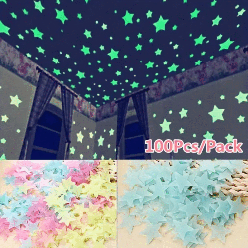 100 Stück Leuchtsterne Aufkleber,Wanddeko Modern für Kinderzimmer Schlafzimmer - Image 2