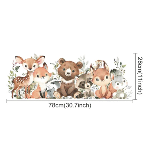 Wandtattoo mit Waldtieren,Wandsticker,Bär Hirsch Kaninchen Aquarellwandaufkleber - Image 2