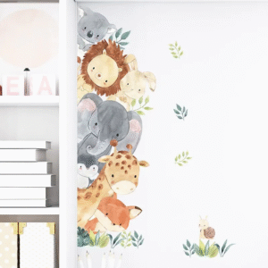 Wandtattoos für Kinder, Wandsticker mit Waldtieren, Löwe, Elefant, Giraffe, Hase