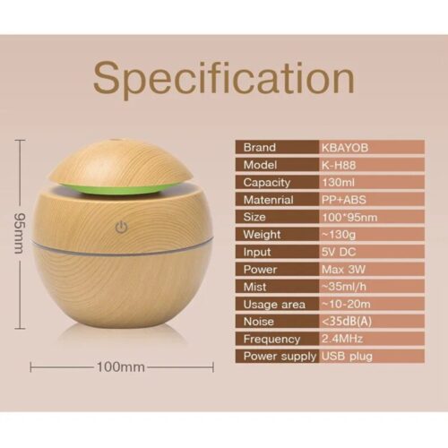 Easyhome Luftbefeuchter Aroma Diffuser,Ultraschall Luftbefeuchter 130ml, 0,50 l Wassertank, Luftbefeuchter Aroma Diffuser für Schlafzimmer, Büro, Yoga - Image 4