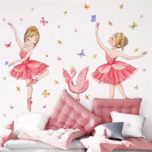 selbstklebend Prinzessin, Schwan, Blumen, und Schmetterlinge Wandaufkleber, Deko Kindergarten Heimdekoration