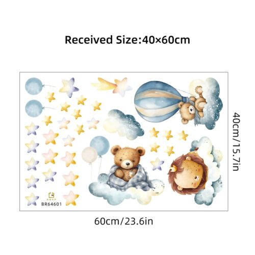 Wandsticker mit Luftballon Löwe Bär Wolke Sterne Wandsticker, Kinderdeko, Kindergarten - Image 4
