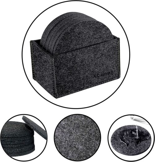 14er Set inkl. Box, Schwarz untersetzer für gläser, Zubehör für Tisch Design Glasuntersetzer für Getränke, Bar, Tassen, Glas - Image 5
