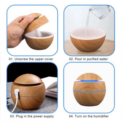 Easyhome Luftbefeuchter Aroma Diffuser,Ultraschall Luftbefeuchter 130ml, 0,50 l Wassertank, Luftbefeuchter Aroma Diffuser für Schlafzimmer, Büro, Yoga - Image 6