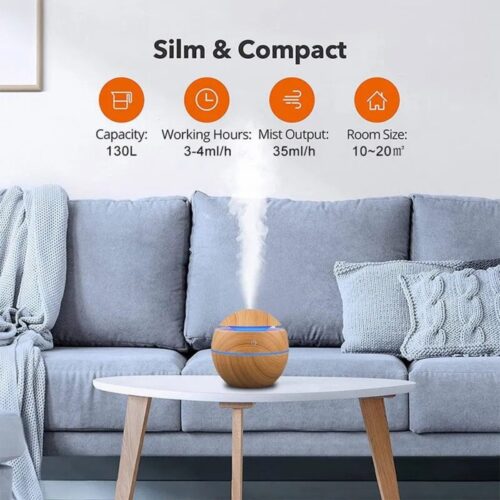 Easyhome Luftbefeuchter Aroma Diffuser,Ultraschall Luftbefeuchter 130ml, 0,50 l Wassertank, Luftbefeuchter Aroma Diffuser für Schlafzimmer, Büro, Yoga - Image 5