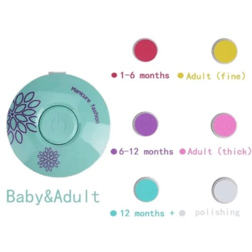 Montegoni Nagelknipser-Set Baby-Nagelschleifer, Elektrische Nagelfeile mit 6 Schleif kopf Ersatz, Pediküreset Elektrisch für Säuglinge,Kleinkinde und Erwachsene - Image 4