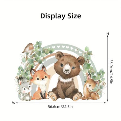 gestapelten sitzenden kleinen Bär,Fuchs,Blätter,Wandaufkleber, Wandtattoo mit Waldtieren für Kinderzimmer - Image 3