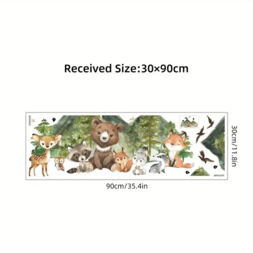 lächelndes Gesicht Bär, Hirsch, Fuchs,Baum, Bergtier Wandaufkleber - Image 6
