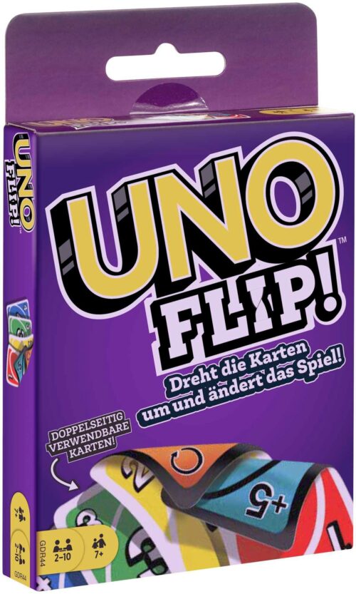 Spielwelt UNO Spiele UNO Flip / UNO No Mercy Karten (UNO Kartenspiel für die Familie, Reisespiel oder Spiel für Erwachsene, Kinder und Familie Karte Brettspiel lustige Uno Geschenke), Doppelseitige Karten,für 2-10 Spieler