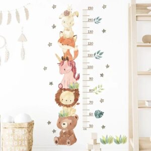 Wandtattoo mit Waldtieren für Kinderzimmer, niedlichen Einhorn Tiere Höhe Messung Wandaufkleber