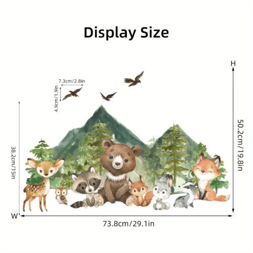 lächelndes Gesicht Bär, Hirsch, Fuchs,Baum, Bergtier Wandaufkleber - Image 5