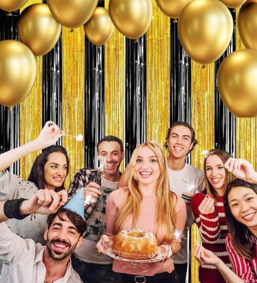 Montegoni Lametta Vorhang 2er Set, Hintergrund Dekoration, Glitzer Vorhang Party Deko, Folien Fransen Geburtstag Hochzeit Partydeko Luftschlangen Deko - Image 2