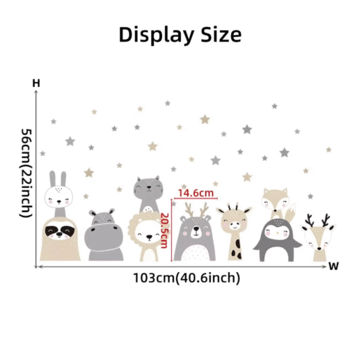 Niedlichen Löwen hasen Geraffi Penguin Waldtiere Sterne Wandsticker,Wanddeko für Mädchenzimmer,Babyzimmer - Image 7