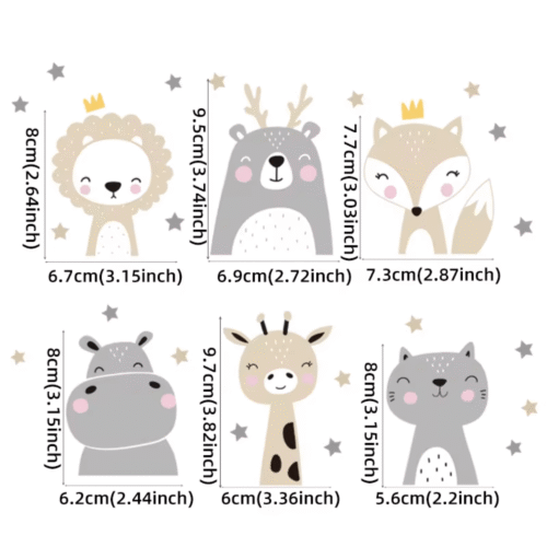 Niedlichen Löwen Fox Geraffi Penguin Waldtiere Sterne, Wandsticker, Wanddeko für kinderzimmer, Babyzimmer - Image 4