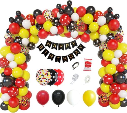 Aufblasbares Partyzubehör Micky Mouse Thema Geburtstag Deko-Maus Ballon Girlande Happy Birthday Ballons,Dekoration für Kindergeburtstag,Party Supplies