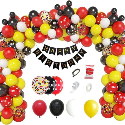 Aufblasbares Partyzubehör Micky Mouse Thema Geburtstag Deko-Maus Ballon Girlande Happy Birthday Ballons,Dekoration für Kindergeburtstag,Party Supplies