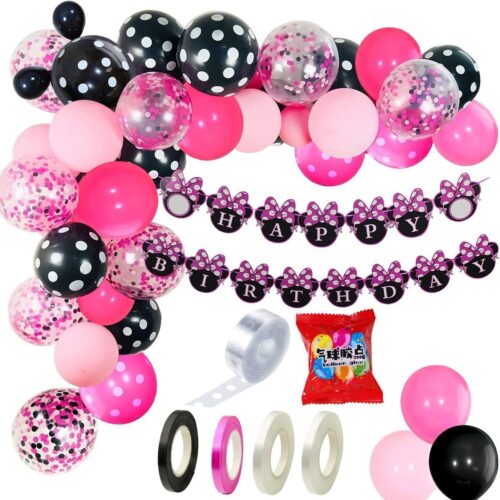 Aufblasbares Partyzubehör Micky Mouse Thema Geburtstag Deko – Maus Ballon Girlande Happy Birthday Ballons,Dekoration für Kindergeburtstag,Party Supplies