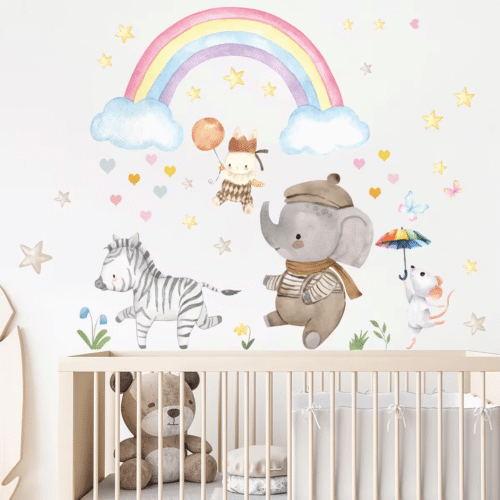 (Wolken,Herzen, Zebra, Elefant, Wandsticker, Wanddeko für Mädchenzimmer), kinderzimmer,babyzimmer - Image 2